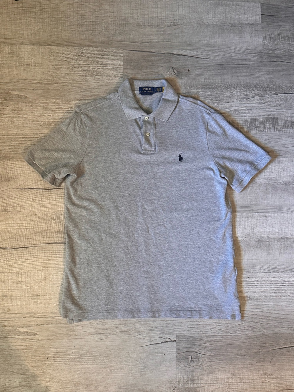 Ralph Lauren Men’s Heather Gray Polo with Navy Pony